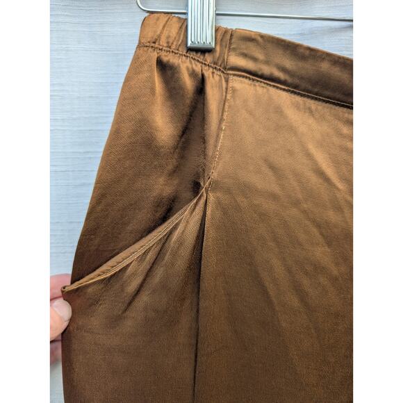 Nation Ltd Womens Madrid Bronze Satin Straight Leg Pull On Pants Sz S Rust Brown - Picture 4 of 10